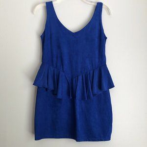 5/48 Royal Blue Super Soft Vegan Faux Suede Moleskin Tank Peplum Dress-Size M